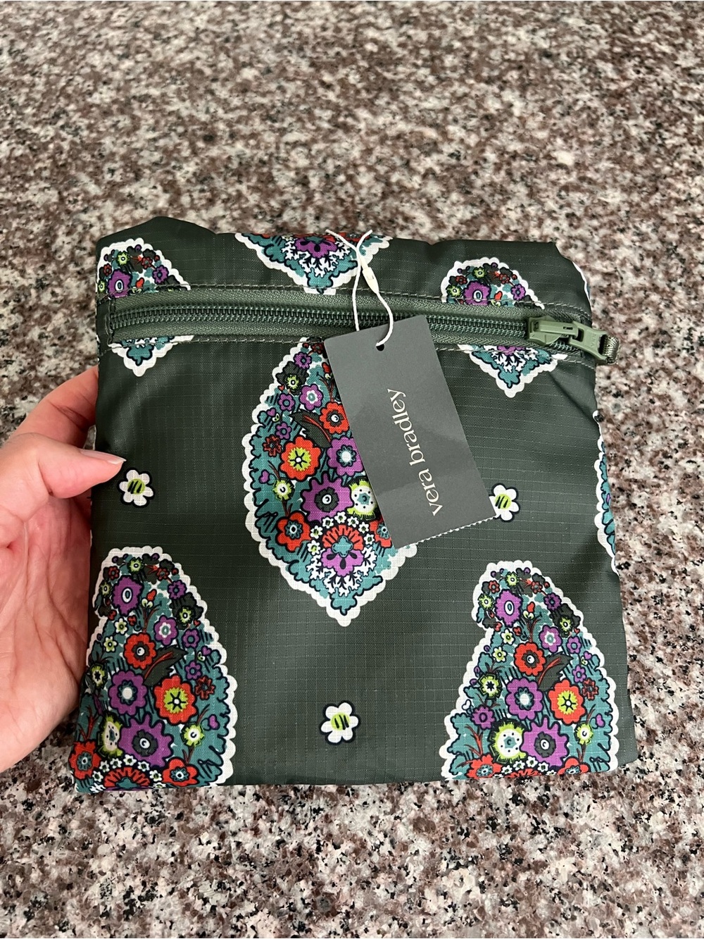 Vera Bradley Olive Green Floral Grocery bag